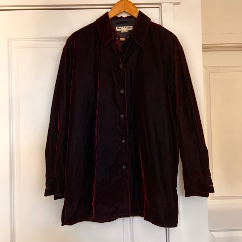 Ronni Nicole VTG Fairy Grunge Whimsigoth Velvet Button Up Top Womens 12 Burgundy